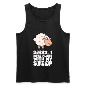 Désolé, j’ai des projets avec mes moutons - Débardeur bio Premium Homme - noir - Devant - AI Model Male 178 light (178cm)