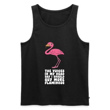 Drôles de graphismes flamants roses - Débardeur bio Premium Homme - noir - Devant - Michal (187cm)