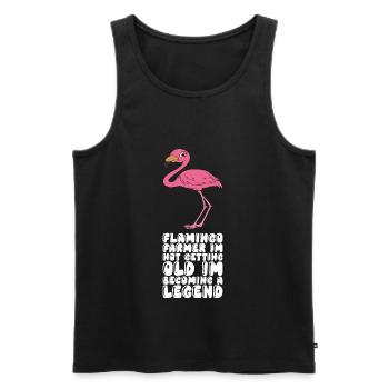 Drôles de graphismes flamants roses - Débardeur bio Premium Homme - noir - Devant - Michal (187cm)
