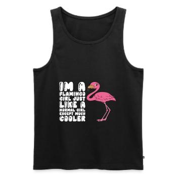 Drôles de graphismes flamants roses - Débardeur bio Premium Homme - noir - Devant - Michal (187cm)