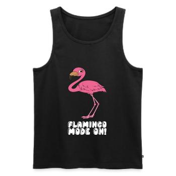 Drôles de graphismes flamants roses - Débardeur bio Premium Homme - noir - Devant - Michal (187cm)