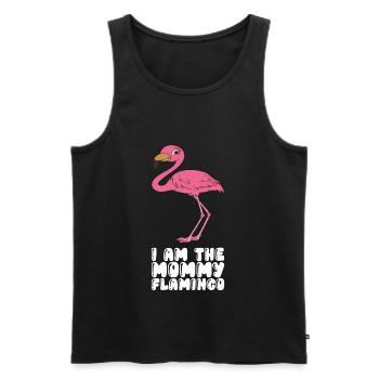 Drôles de graphismes flamants roses - Débardeur bio Premium Homme - noir - Devant - Michal (187cm)