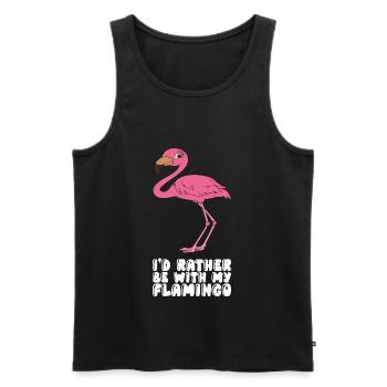 Drôles de graphismes flamants roses - Débardeur bio Premium Homme - noir - Devant - Michal (187cm)