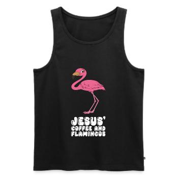 Drôles de graphismes flamants roses - Débardeur bio Premium Homme - noir - Devant - AI Model Male 178 light (178cm)