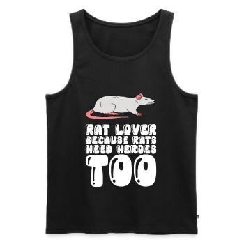 Amoureux des rats parce que les rats ont aussi besoin de héros - Débardeur bio Premium Homme - noir - Devant - Michal (187cm)