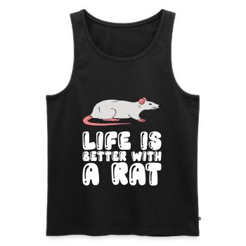 Das Leben Ist Besser Mit Einer Ratte - Männer Premium Bio Tank Top - Schwarz - Vorne - Michal (187cm)