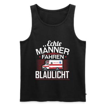 Echte Männer Fahren Blaulicht Sohn Papa - Männer Premium Bio Tank Top - Schwarz - Vorne - AI Model Male 178 light (178cm)