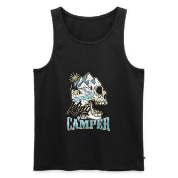 Camping King of the Camper - Men's Premium Organic Tank Top - black - Front - AI Model Male 178 light (178cm)