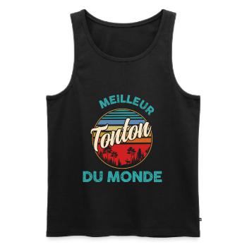 Meilleur Tonton du monde Citation Cadeau Homme - Débardeur bio Premium Homme - noir - Devant - AI Model Male 178 light (178cm)