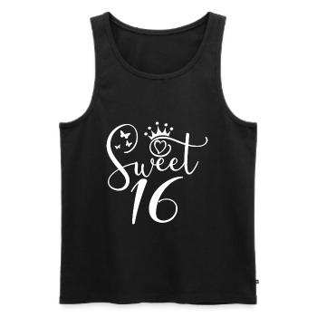 Sweet Sixteen Mignon cadeau de 16 ans - Débardeur bio Premium Homme - noir - Devant - AI Model Male 178 light (178cm)