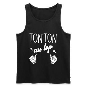 Mon Tonton Au Top - Débardeur bio Premium Homme - noir - Devant - Michal (187cm)