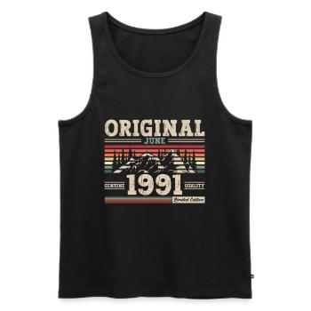 Original June 1991 Born 1991 33rd Birthday 91 - Men's Premium Organic Tank Top - black - Front - AI Model Male 178 light (178cm)