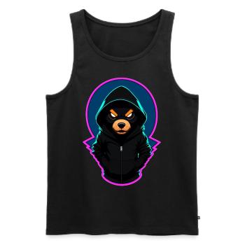 Evil teddy bear with hoodie - Men's Premium Organic Tank Top - black - Front - Michal (187cm)