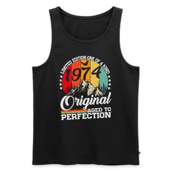 Vintage Born 1974 Vintage Retro Birthday - Men's Premium Organic Tank Top - black - Front - AI Model Male 178 light (178cm)