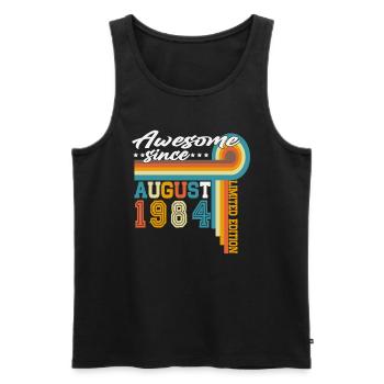 Vintage August 1984 Vintage Retro Birthday - Men's Premium Organic Tank Top - black - Front - AI Model Male 178 light (178cm)