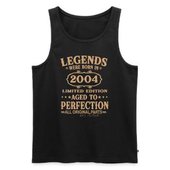 Legends were born in 2004 - Men's Premium Organic Tank Top - black - Front - AI Model Male 178 light (178cm)