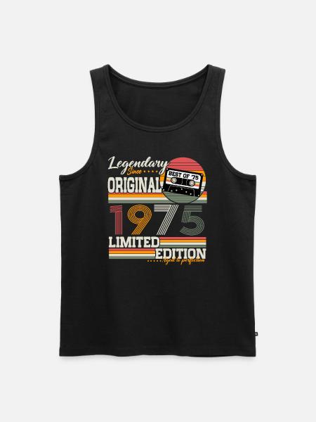 Alkuperäinen 1975 Vintage Vintage Birthday Retro - Miesten premium luomu-tanktoppi - musta