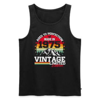 Born in 1975 Vintage Birthday Gift - Men's Premium Organic Tank Top - black - Front - AI Model Male 178 light (178cm)