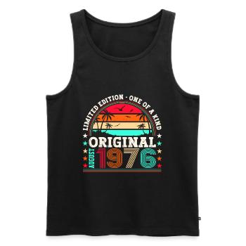 Original August Vintage 1976 Birthday Gift - Men's Premium Organic Tank Top - black - Front - Michal (187cm)