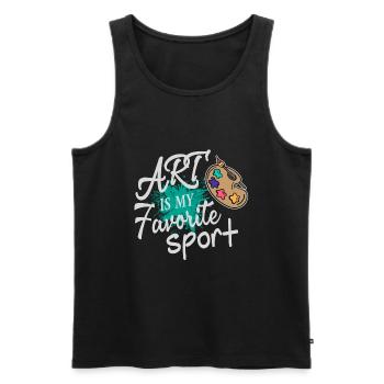 Kunst ist mein Lieblingssport Farbspritzer - Männer Premium Bio Tank Top - Schwarz - Vorne - Michal (187cm)