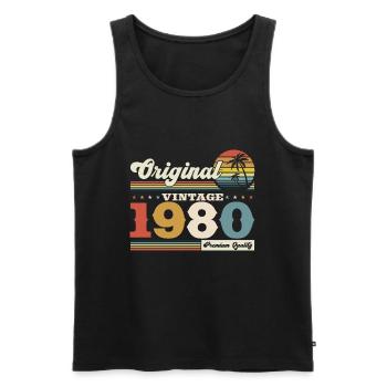 Original Mai 1980 Jahrgang 1980 Geburtstag 1980 - Männer Premium Bio Tank Top - Schwarz - Vorne - Michal (187cm)