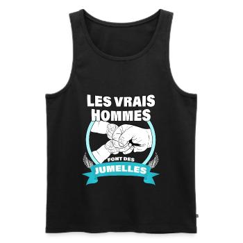 Papa De Jumelles Cadeau Naissance Jumelles - Débardeur bio Premium Homme - noir - Devant - Michal (187cm)