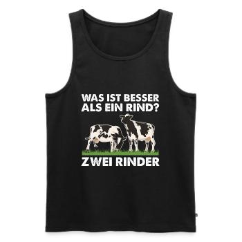Was ist besser als ein Rind? Zwei Rinder - Männer Premium Bio Tank Top - Schwarz - Vorne - Michal (187cm)