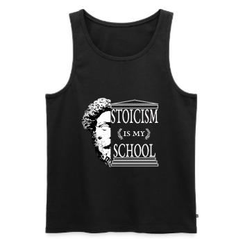 Stoicism est mon école - Débardeur bio Premium Homme - noir - Devant - AI Model Male 178 light (178cm)