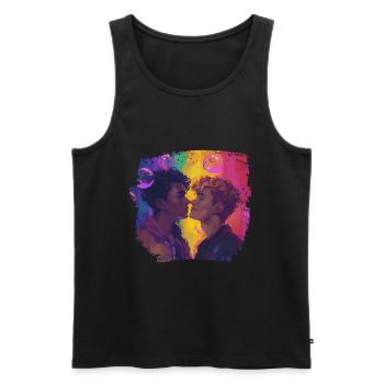 Boy meets Boy - Pride and Strong - LGBTQIA+ - Männer Premium Bio Tank Top - Schwarz - Vorne - Michal (187cm)