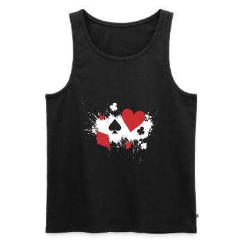 Poker Symbole Geschenkidee Karo Pik Kreuz Herz - Männer Premium Bio Tank Top - Schwarz - Vorne - Michal (187cm)