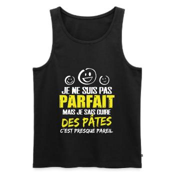 Cuire des pâtes cadeau drôle humour étudiant coloc - Débardeur bio Premium Homme - noir - Devant - AI Model Male 178 light (178cm)