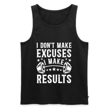 No Excuses For Results - Inspirational Quote - Men's Premium Organic Tank Top - black - Front - AI Model Male 178 light (178cm)