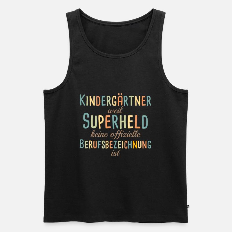 Kindergärtner Superheld Kindergarten - Männer Premium Bio Tank Top - Schwarz