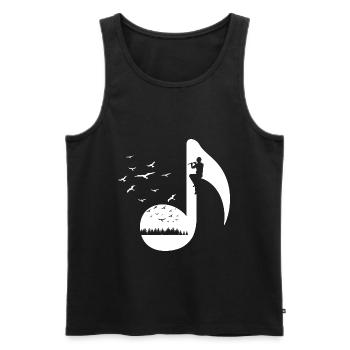 Birds Retro Flute Player - Men's Premium Organic Tank Top - black - Front - AI Model Male 178 light (178cm)