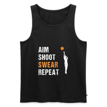 Aim Throw Curse Again Basketball Slogan - Men's Premium Organic Tank Top - black - Front - Michal (187cm)