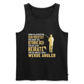 Angler Spruch Frau und Glück - Männer Premium Bio Tank Top - Schwarz - Vorne - Michal (187cm)