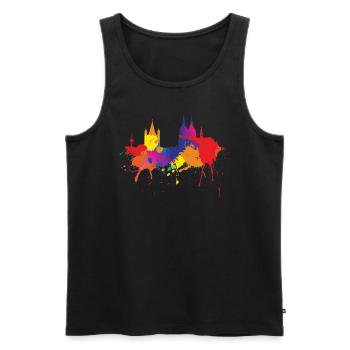 Cologne Skyline Cologne Cathedral Bright Colors Painting - Men's Premium Organic Tank Top - black - Front - AI Model Male 178 light (178cm)