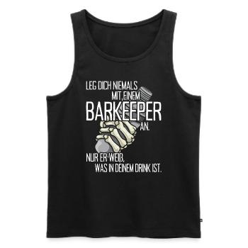 Leg Dich Niemals Mit Einem Barkeeper An Bartender - Männer Premium Bio Tank Top - Schwarz - Vorne - AI Model Male 178 light (178cm)