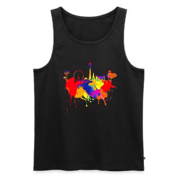 Las Vegas Skyline Nevada Bunte Farben Kunst Poker - Männer Premium Bio Tank Top - Schwarz - Vorne - Michal (187cm)
