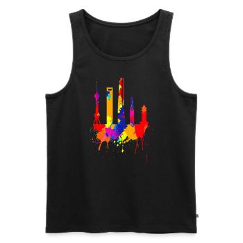 Shanghai Skyline Chine Couleurs Colorées Asie Amour - Débardeur bio Premium Homme - noir - Devant - AI Model Male 178 light (178cm)