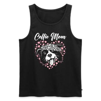 Collie Maman Chien Chiot Patte Border Collie Fête des Mères - Débardeur bio Premium Homme - noir - Devant - Michal (187cm)