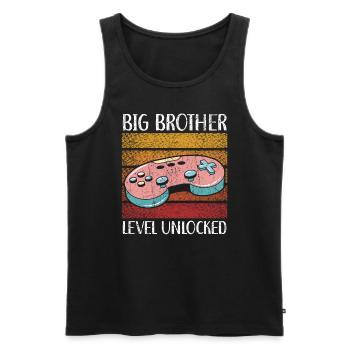Big Brother Level Unlocked Best Bro Ever - Men's Premium Organic Tank Top - black - Front - AI Model Male 178 light (178cm)