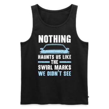 Nichts verfolgt uns so sehr wie Wirbelspuren, die wir nicht gesehen haben - Männer Premium Bio Tank Top - Schwarz - Vorne - AI Model Male 178 light (178cm)