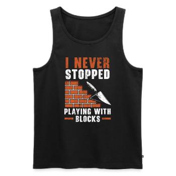 I Never Stopped Playing With Blocks Bricklayer - Men's Premium Organic Tank Top - black - Front - AI Model Male 178 light (178cm)