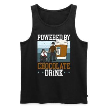 Powered By Chocolate Drink Choco Drink Flavor - Men's Premium Organic Tank Top - black - Front - Michal (187cm)