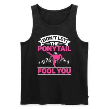 Don't Let The Ponytail Fool You MMA Taekwondo Girl - Men's Premium Organic Tank Top - black - Front - AI Model Male 178 light (178cm)