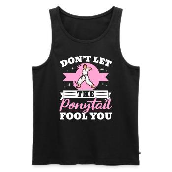 Lass dich nicht vom Pferdeschwanz täuschen MMA Taekwondo Girl - Männer Premium Bio Tank Top - Schwarz - Vorne - Michal (187cm)