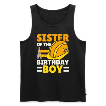Schwester des Geburtstagskindes Baugeburtstag - Männer Premium Bio Tank Top - Schwarz - Vorne - Michal (187cm)