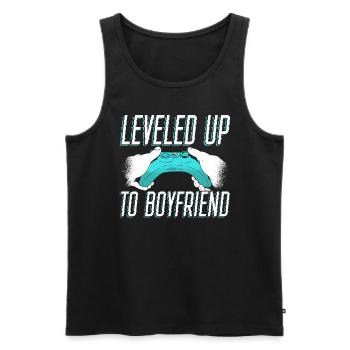 Leveled Up To Boyfriend Couple Valentinstag - Männer Premium Bio Tank Top - Schwarz - Vorne - Michal (187cm)