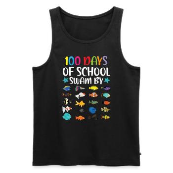 100 Days Of School Swam By Teacher Student Fish - Men's Premium Organic Tank Top - black - Front - AI Model Male 178 light (178cm)